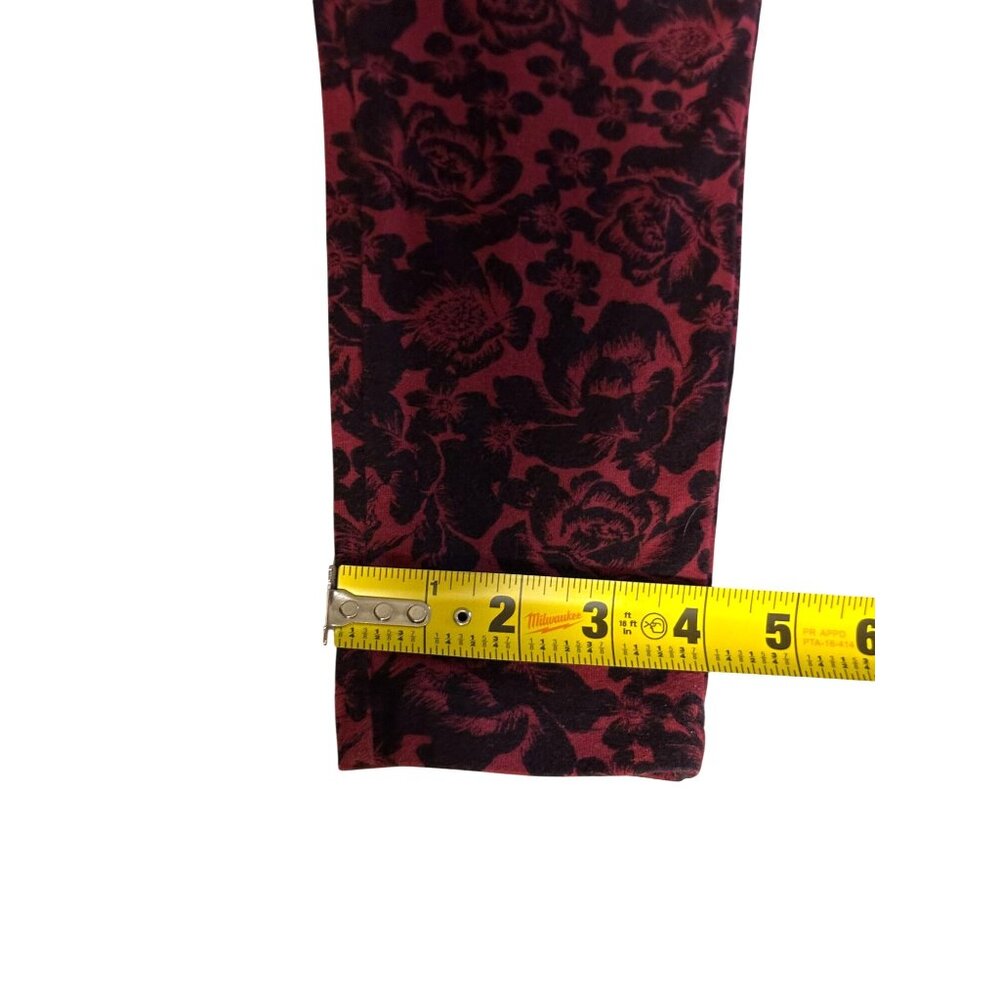 Torrid Red Black Roses Leggings Red Wine Pull up Stretch Valentines Size 0 - Picture 5 of 6